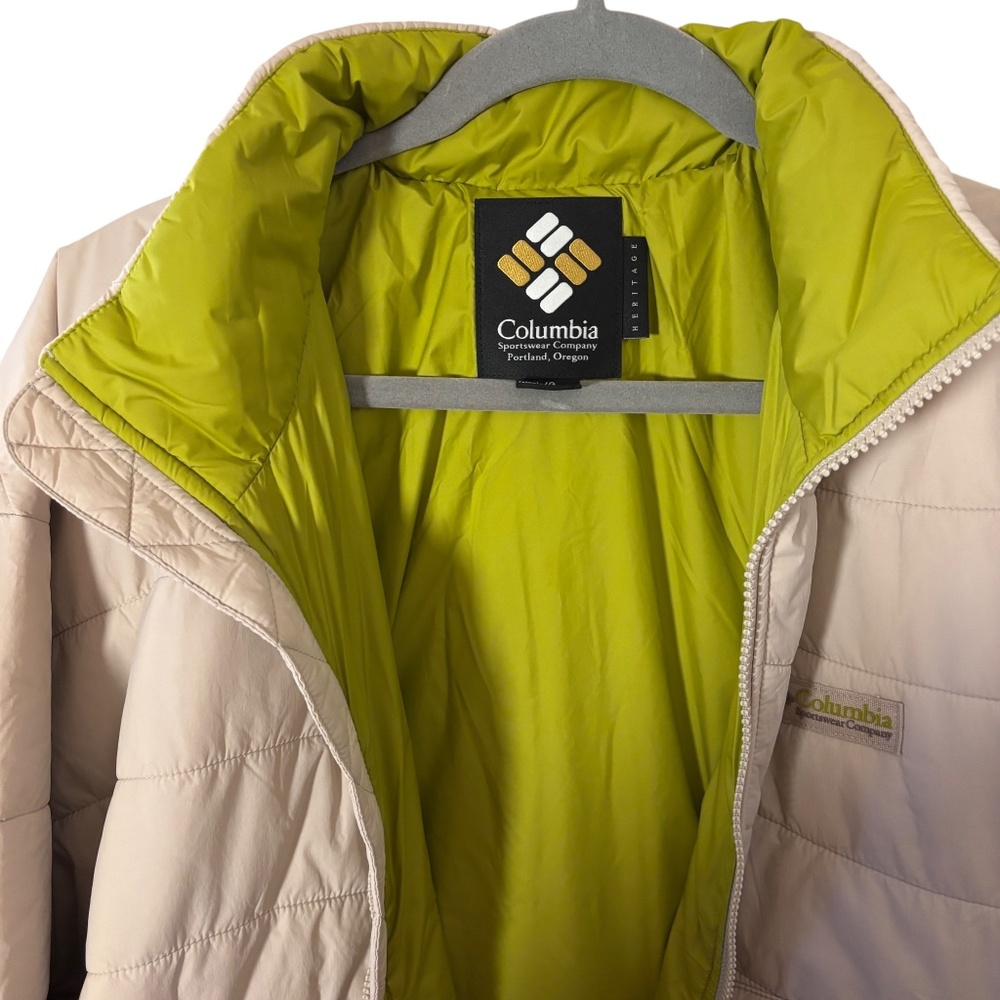 NWT Columbia Heritage Wallowa Insulated Cropped Puffer Jacket Large Beige Green - Picture 4 of 16